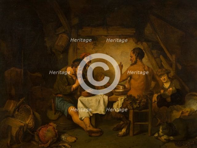 The Story of the Farmer and the Satyr from Aisopus' Fables, mid-17th century. Creator: Gerbrand van den Eeckhout.