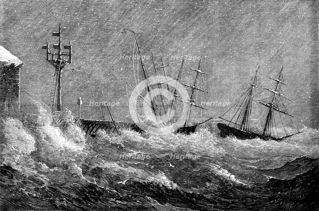 The Storm at Ryde, Tuesday, January 18: damage to the railway pier, 1881. Creator: Unknown.