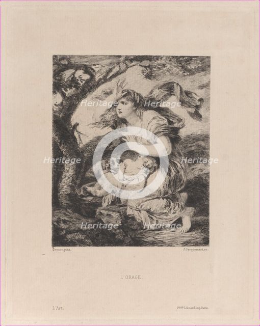 The Storm, after Greuze, 1873. Creator: Jules-Ferdinand Jacquemart.