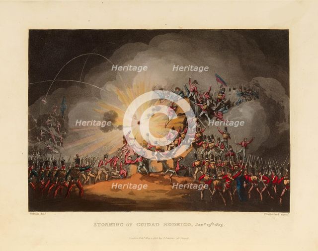 The storming of Ciudad Rodrigo by British infantry on 19 January 1812, 1814-1815. Creator: Thomas Sutherland.