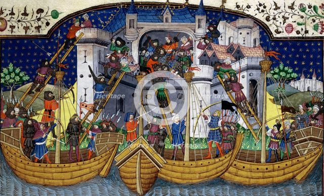 The storming of Corunna by Broadas, c1445.  Creator: Unknown.