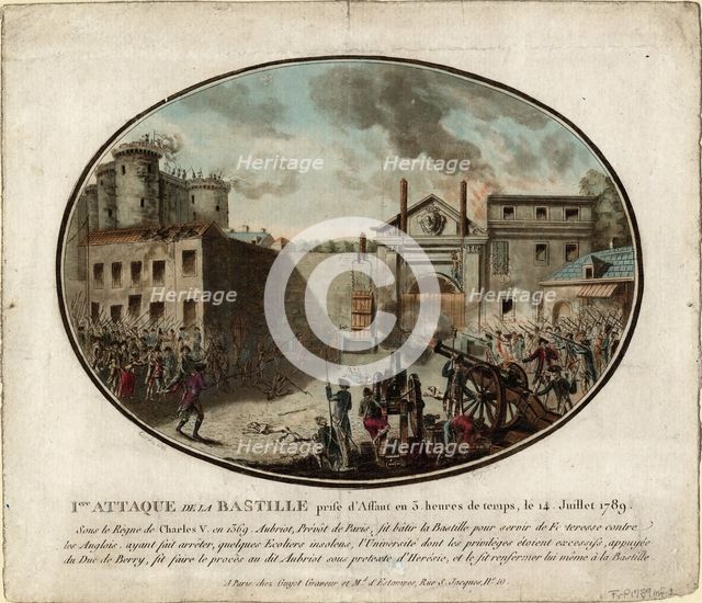 The Storming of the Bastille on 14 July 1789, 1789. Artist: Cornu, Jean-Alexis (1755-1807)