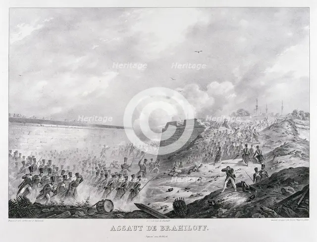 The storming the Brailov fortress on June 15, 1828, 1829. Artist: Beggrov, Karl Petrovich (1799-1875)