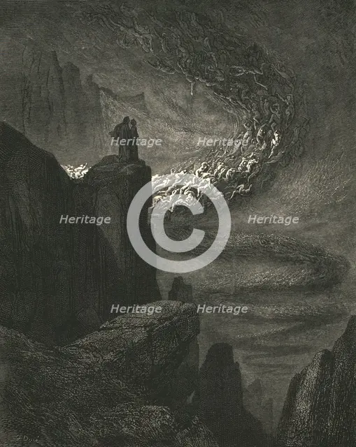'The stormy blast of hell with restless fury drives the spirits on', c1890.  Creator: Gustave Doré.