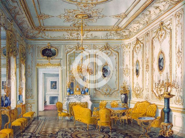 The Stroganov Palace in Saint Petersburg. Yellow Drawing Room, 1865.