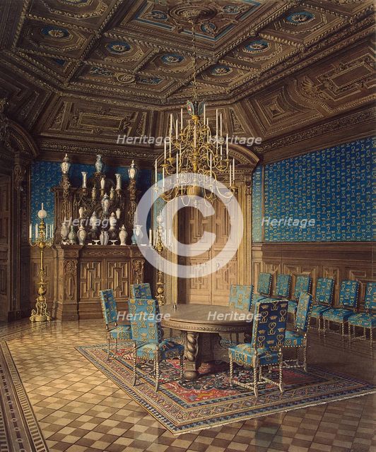 The Stroganov Palace in Saint Petersburg. Dining Room, 1860s. Artist: Mayblum, Jules (19th century)