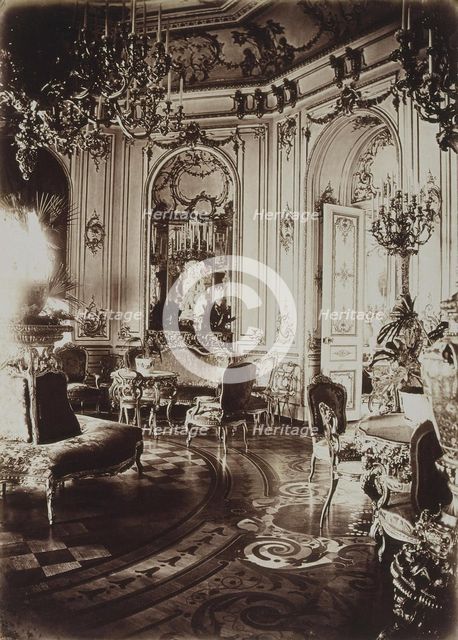 The Stroganov palace in Saint Petersburg. Oval Living Room, 1860s. Artist: Bianchi, Giovanni (1812-1893)