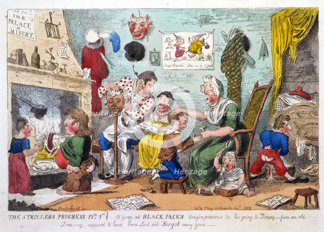 The Strollers Progress Plate 1.  A Peep at Black Jack's Origin previous to his going to Douay, 1809.
