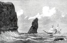 The Strathmore on the Crozet Islands, sketched by the carpenter of the ship, 1876. Creator: H. E. Tozer