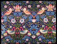 The Strawberry Thief textile designed by William Morris, 1883. Creator: William Morris