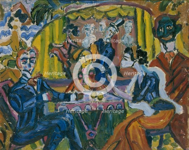 The Stray Dog Cabaret in Saint Petersburg, 1910s. Artist: Dmitriyev, Vladimir Vladimirovich (1900-1948)