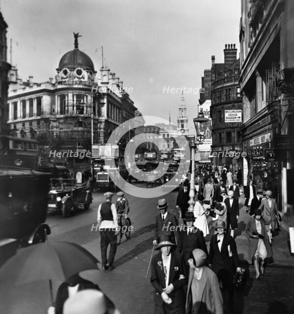 The Strand with the Gaiety Theatre to the left and St Clement Danes, Westminster, London, (c1920s?). Artist: George Davison Reid
