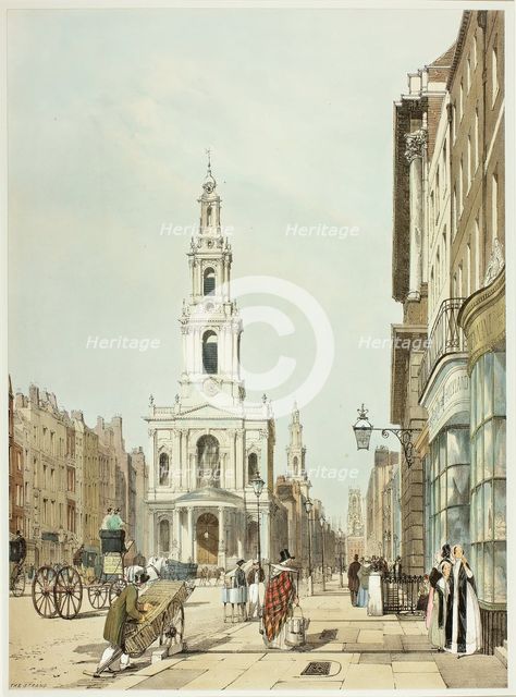 The Strand, plate 21 from Original Views of London as It Is, 1842. Creator: Thomas Shotter Boys.