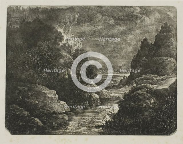 The Stream in the Gorge, 1871. Creator: Rodolphe Bresdin.