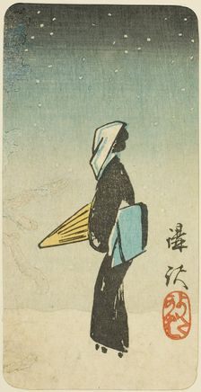 The Streetwalker Scene from the play Koshaku (Koshaku yotakaba), section of a sheet from t..., 1854. Creator: Ando Hiroshige