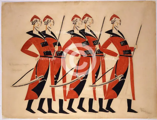 The Streltsy. Costume design for the opera The Life for the Tsar by M. Glinka, 1913. Creator:  Tatlin, Vladimir Evgraphovich (1885-1953).
