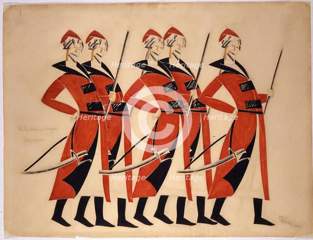 The Streltsy. Costume design for the opera The Life for the Tsar by M. Glinka, 1913. Creator:  Tatlin, Vladimir Evgraphovich (1885-1953).