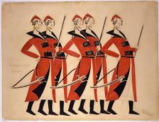 The Streltsy. Costume design for the opera The Life for the Tsar by M. Glinka, 1913. Creator: Tatlin, Vladimir Evgraphovich (1885-1953)