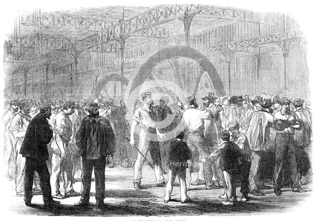The Strike at the Creuzot Ironworks: workmen resisting the strike, 1870. Creator: Unknown.