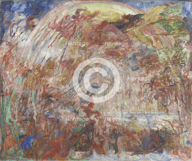 The Striking Down of the Rebel Angels and the Dragon with Seven Heads, or The Fall of the..., 1889. Creator: James Ensor.