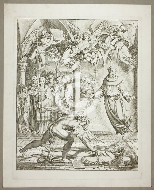 The Struggle Between the Devil and St Francis of Assisi for the Soul of Guido da..., 1807/08. Creator: Joseph Anton Koch.