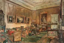 The study of Clemens Wenzel Lothar Prince Metternich in the house on Ballhausplatz in Vienna, 1879. Creator: Alt; Rudolf von (1812-1905)