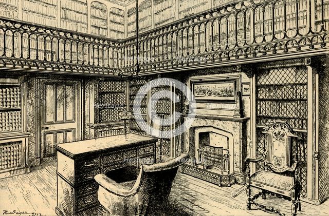 'The Study at Abbotsford, Showing Sir Walter Scott's Desk and Chair', 1882. Creator: Unknown.