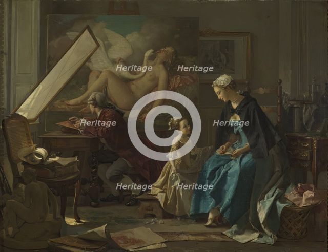 The Studio of the Engraver, 1850. Creator: Jean-Baptiste Antoine Emile Beranger.