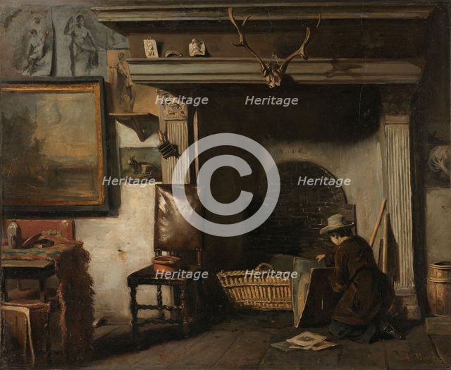 The Studio of the Haarlem Painter Pieter Frederik van Os, c.1856-c.1857. Creator: Anton Mauve.