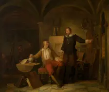 The Studio of the Painter Joos van Craesbeeck, c1640s, (c1870s). Creator: Nicaise de Keyser