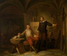 The Studio of the Painter Joos van Craesbeeck, c1640s, (c1870s). Creator: Nicaise de Keyser
