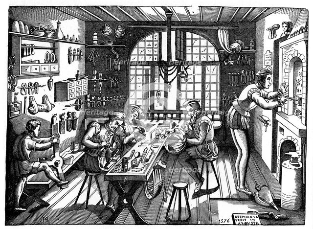 The studio of Etienne Delaune, 1576, (1870).Artist: Etienne Delaune
