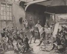 The Studio of Horace Vernet (Intérieur d'un Atelier), 1824. Creator: Émile Jean-Horace Vernet