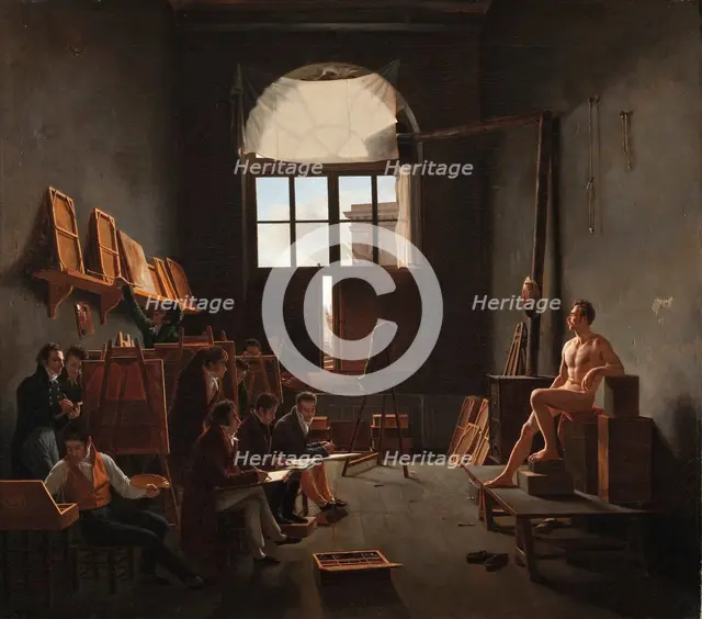The Studio of Jacques-Louis David, 1814. Creator: Leon Mathieu Cochereau.