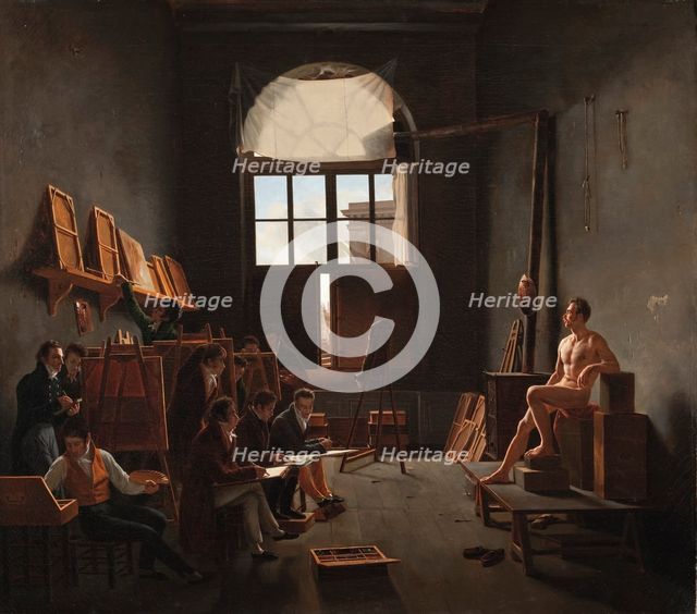 The Studio of Jacques-Louis David, 1814. Creator: Leon Mathieu Cochereau.