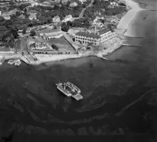 The Studland Ferry underway in the mouth of Poole Harbour, Sandbanks, Dorset, 1947. Artist: Aerofilms