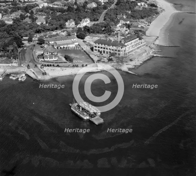 The Studland Ferry underway in the mouth of Poole Harbour, Sandbanks, Dorset, 1947. Artist: Aerofilms.