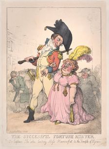 The Successful Fortune Hunter, or Captain Shelalee Leading Miss Marrowfat..., [1802], reissued 1812. Creator: Thomas Rowlandson