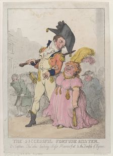 The Successful Fortune Hunter, or Captain Shelalee Leading Miss Marrowfat..., [1802], reissued 1812. Creator: Thomas Rowlandson
