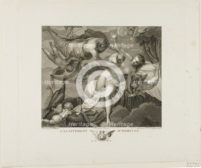 The Suckling of Hercules, plate two from La Galerie du Palais Royal, volume II, 1808. Creator: Robert de Launay.