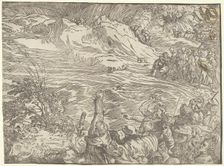 The Submersion of Pharaoh's Army in the Red Sea, c. 1515, printed 1549. Creator: Unknown
