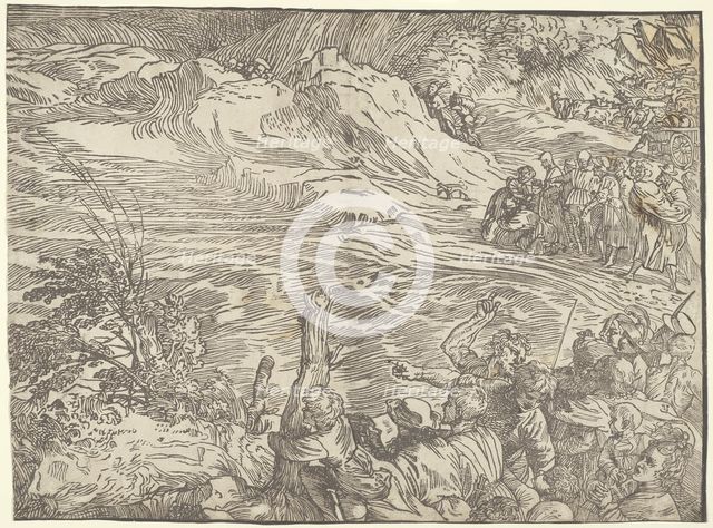 The Submersion of Pharaoh's Army in the Red Sea, c. 1515, printed 1549. Creator: Unknown.