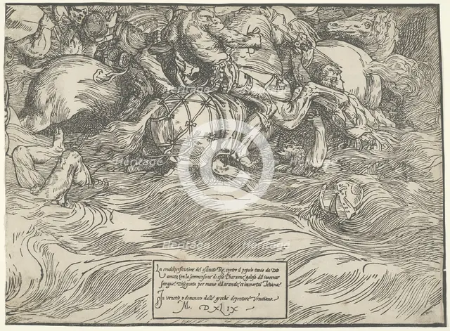 The Submersion of Pharaoh's Army in the Red Sea, c. 1515, printed 1549. Creator: Unknown.