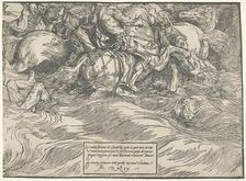 The Submersion of Pharaoh's Army in the Red Sea, c. 1515, printed 1549. Creator: Unknown