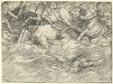 The Submersion of Pharaoh's Army in the Red Sea, c. 1515, printed 1549. Creator: Unknown