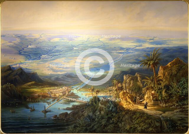 The Suez Canal, 1864. Artist: Rieger, Alberto (1834-1904)