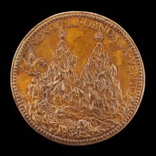 The Summits of Pindus, on Each a Flaming Vase [reverse], 1555. Creator: Pietro Paolo Galeotti