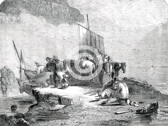"The Sun Dispelling a Mist, with Smugglers landing their Cargo"..., 1850. Creator: Unknown.