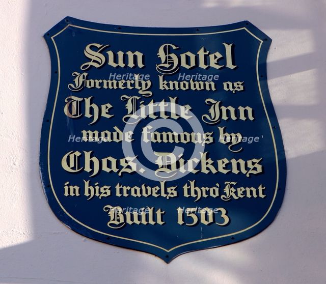 The Sun Hotel Sign, hotel built in 1503, Canterbury, Kent. Creator: Peter Thompson.