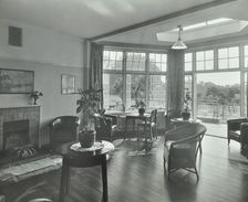 The sun lounge at Orchard House, Claybury Hospital, Woodford Bridge, London,1937